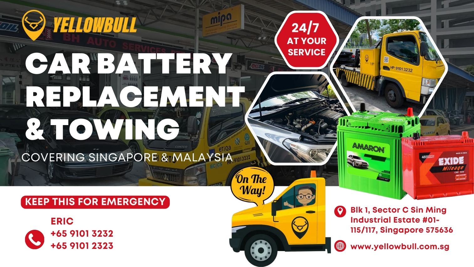 YellowBull SG provides on-site car battery replacement 24/7 islandwide